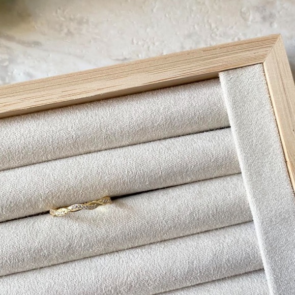 Dainty 14k Gold Plated Eternity Ring 925 Sterling Silver CZ Infinity Band Ring - Picture 5 of 5